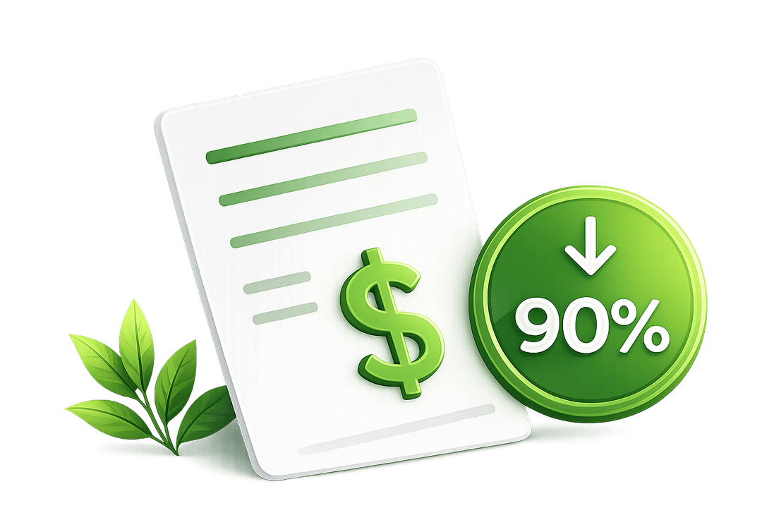 Factura de energía con reducción del 90%